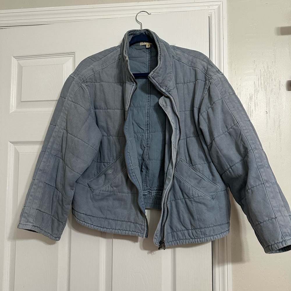 Listicle Light Blue Quilted Utility Jacket